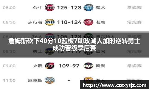 詹姆斯砍下40分10篮板7助攻湖人加时逆转勇士成功晋级季后赛
